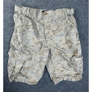 Lucky Brand Cargo Shorts Youth 16 Beige Camo Camouflage Boys Logo 100% Cotton